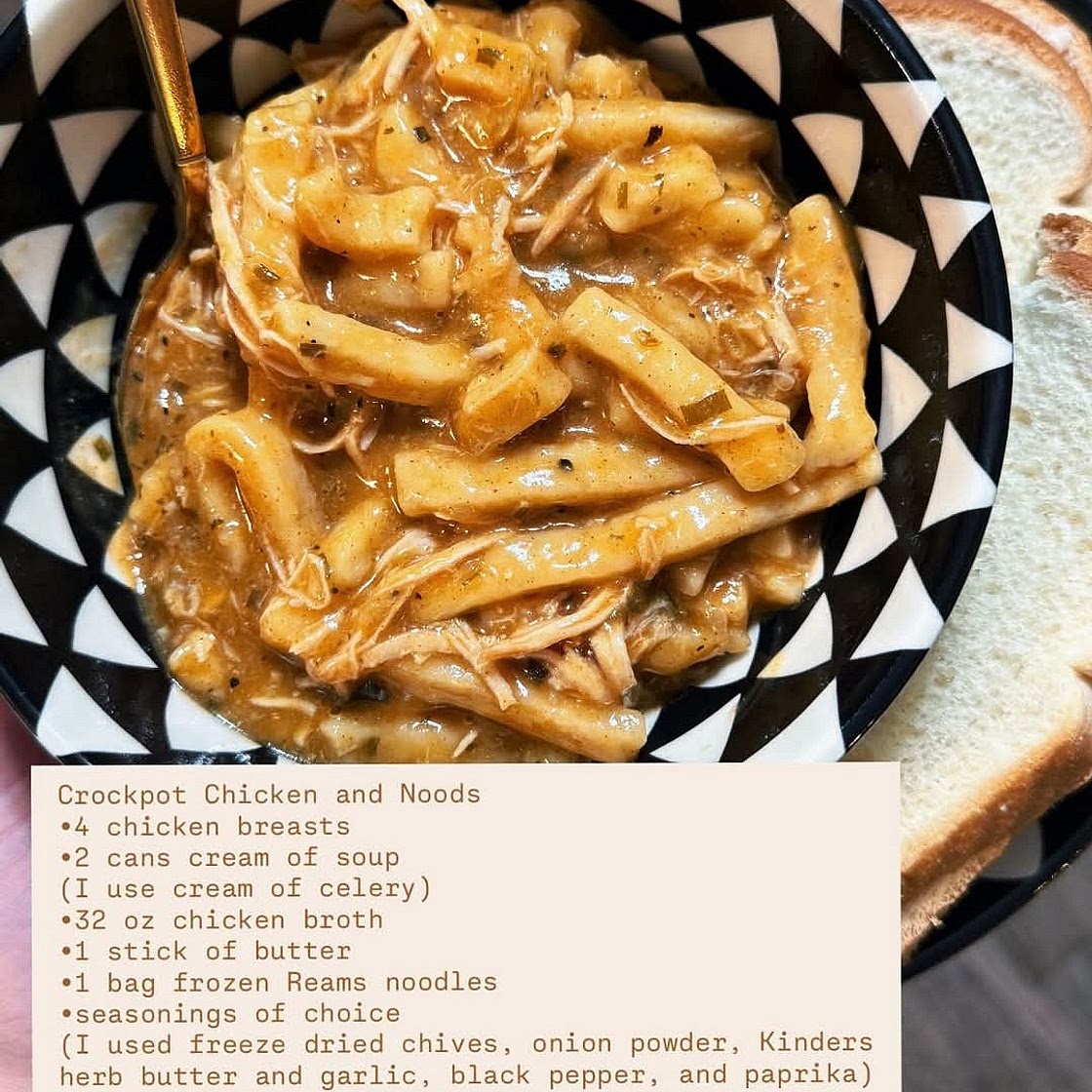 Crockpot chicken and noodles