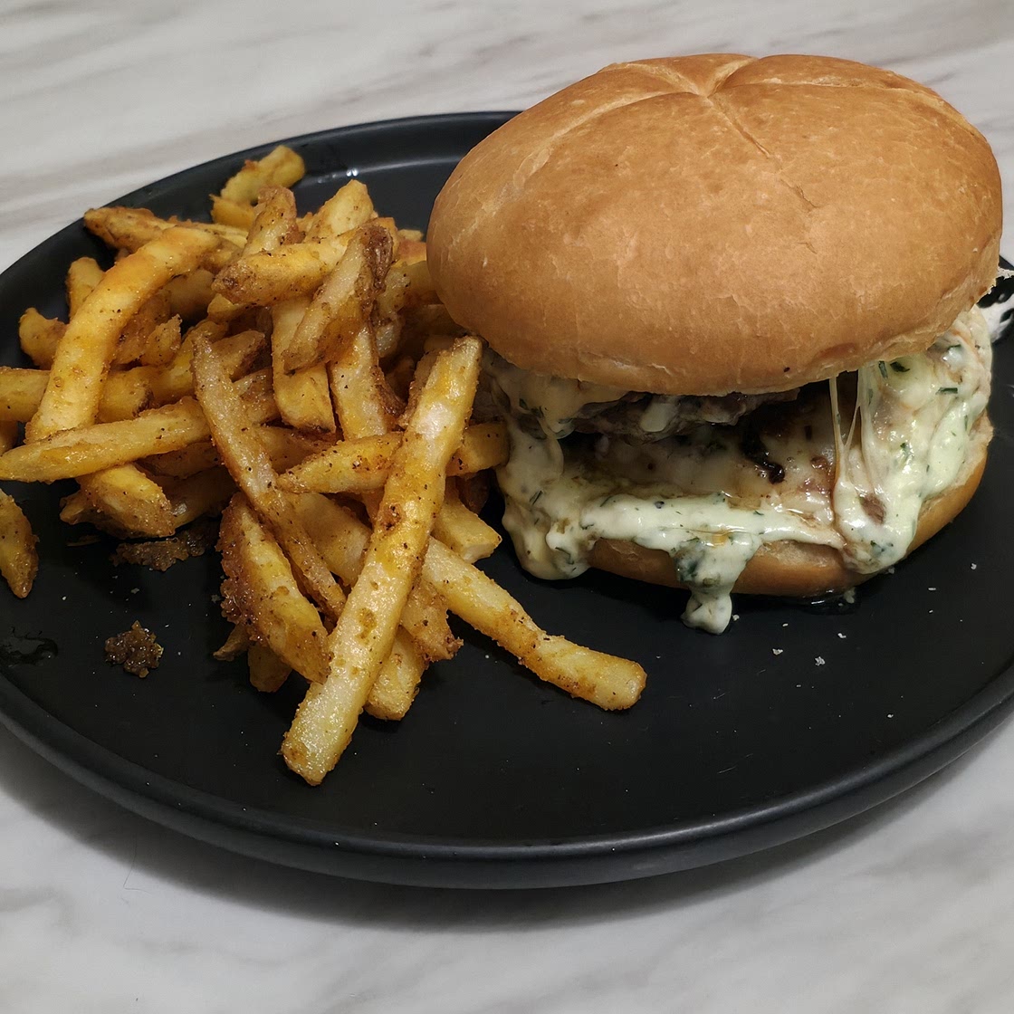 Garlic Overload Burgers with creamy garlic burger sauce