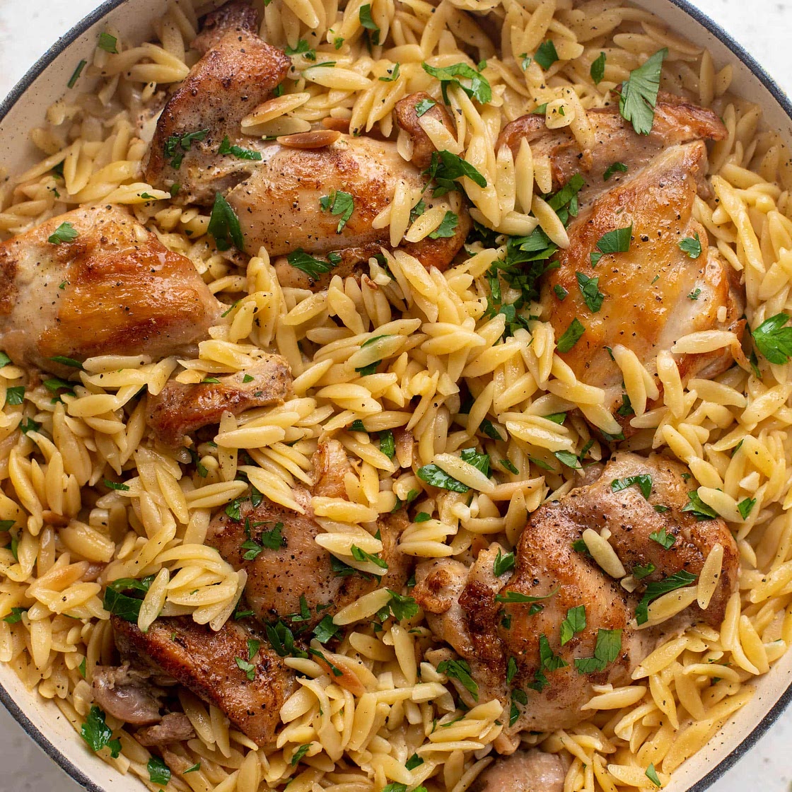 One Pot Garlic Butter Chicken and Orzo