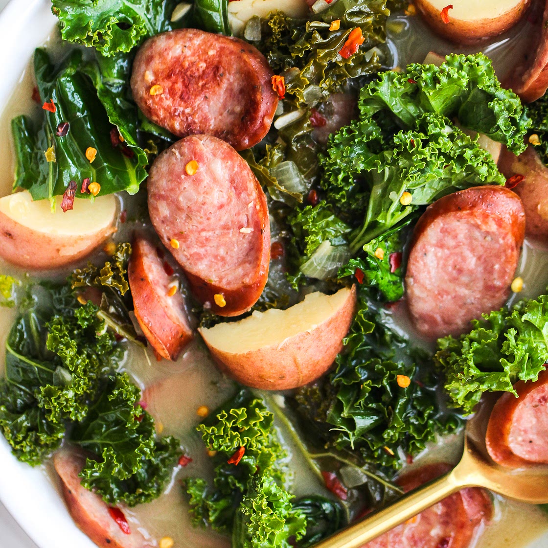 Healthy Sausage, Kale and Potato Soup