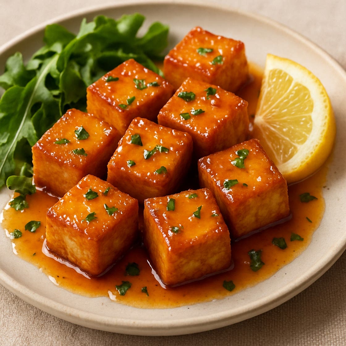 Crispy Tofu with Agave-Lemon Glaze