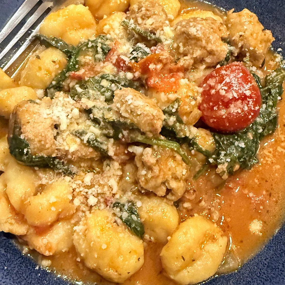 Cheesy One-Pot Gnocchi with Italian Sausage & Spinach