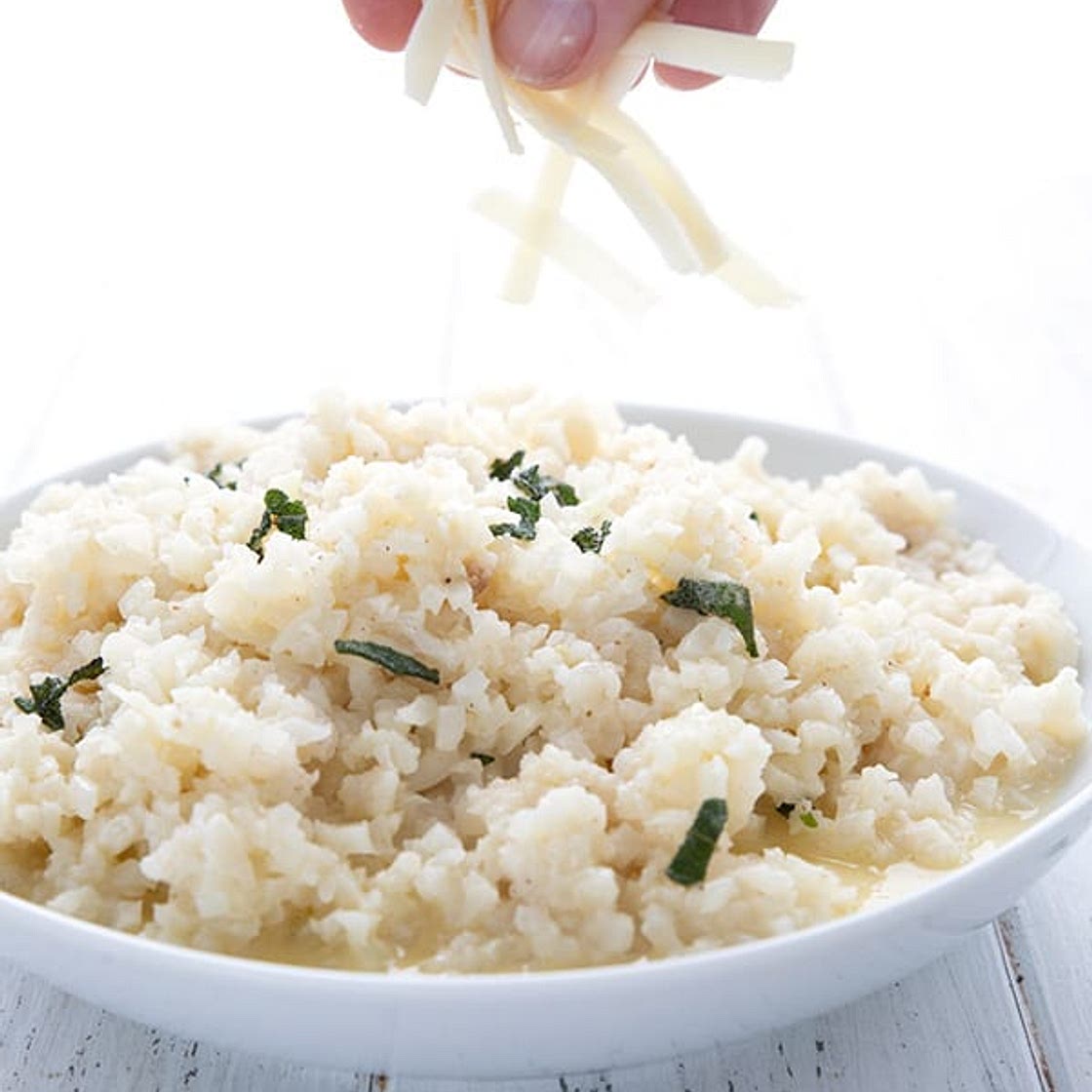 Cauliflower Risotto with Cheddar and Sage
