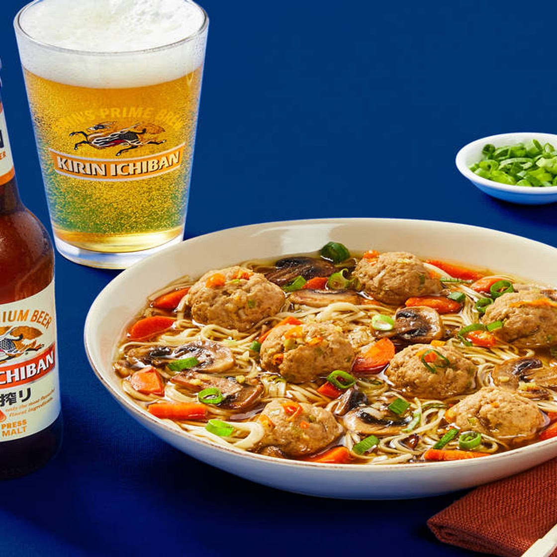 Pork Meatball & Mushroom Ramen with Garlic Chili Oil