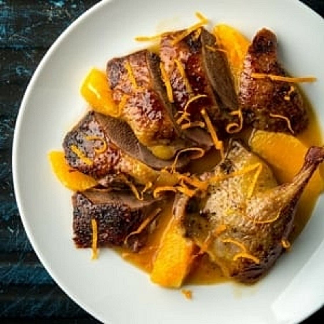 Duck a L'Orange & fried rice wraps