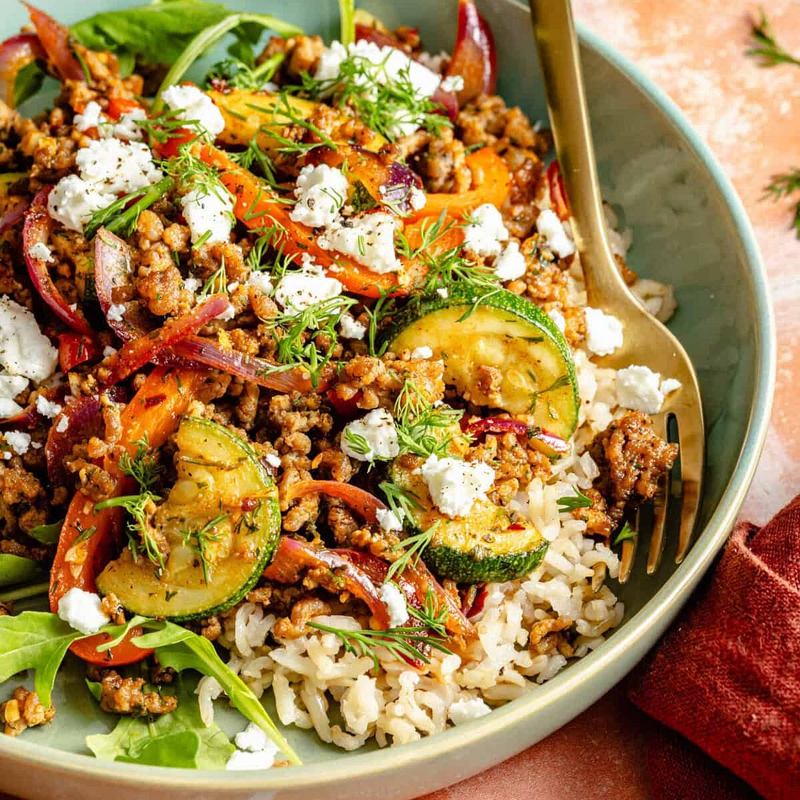 Mediterranean Beef and Veggie Skillet