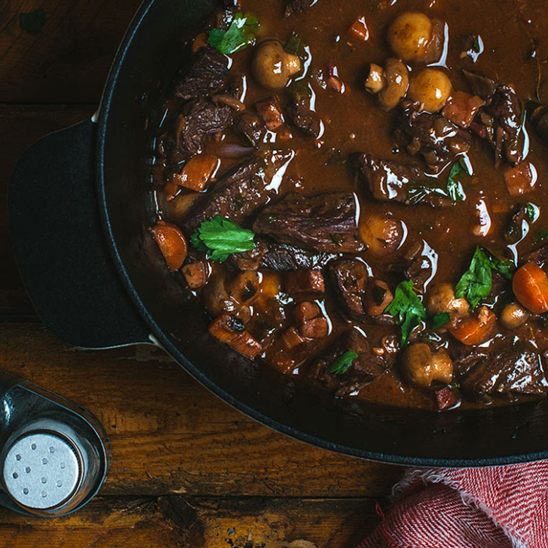 Bœuf bourguignon à la bavette