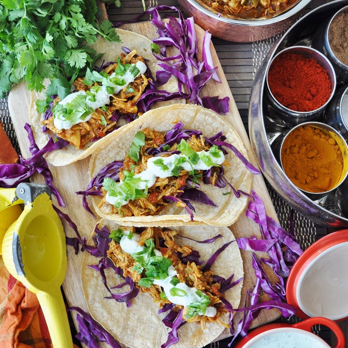 Shredded Tandoori Chicken Tacos