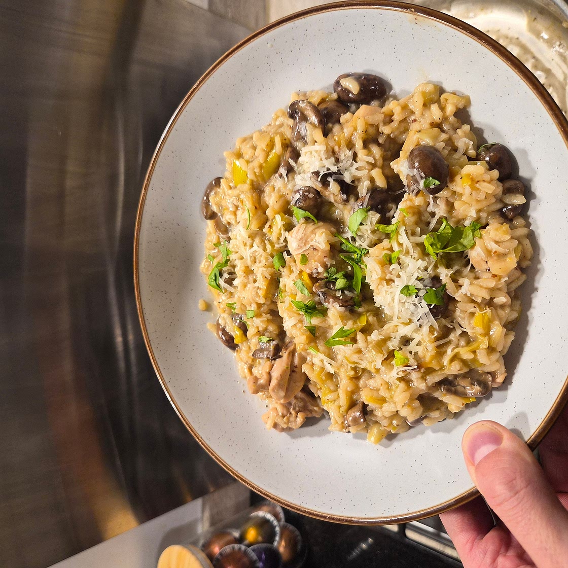 Mushroom and leek risotto