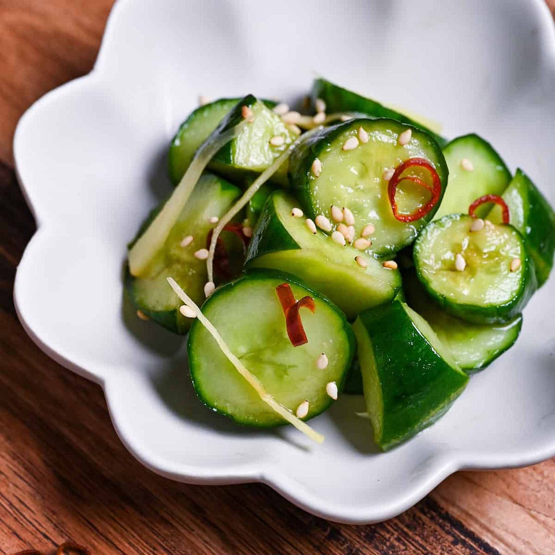 Cucumber Tsukemono with Ginger (Japanese Pickled Cucumber)