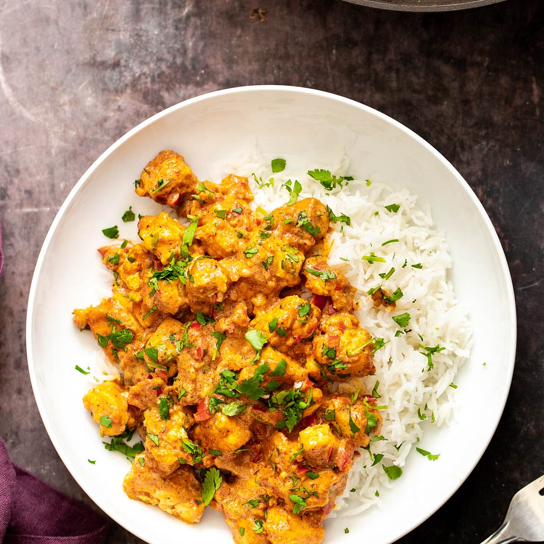 Vegan Tofu Rogan Josh (Tofu in spicy yogurt sauce)