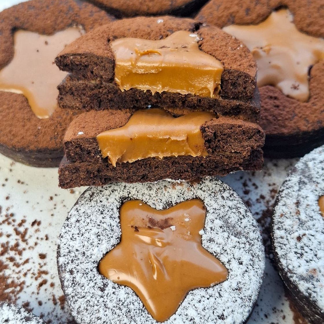 Chocolate Biscoff Linzer Cookies
