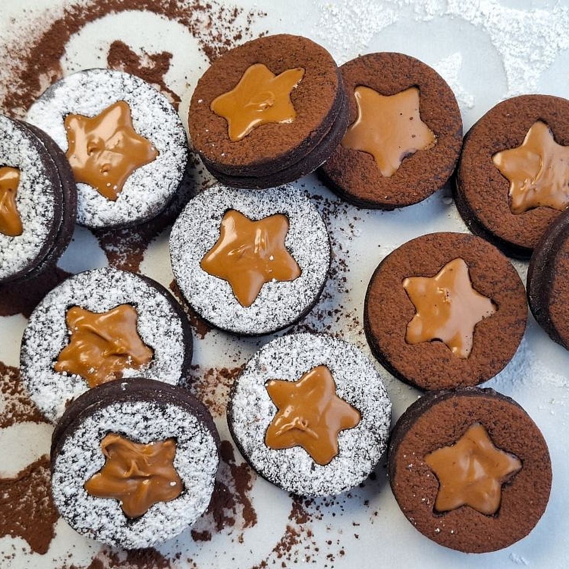Chocolate Biscoff Linzer Cookies