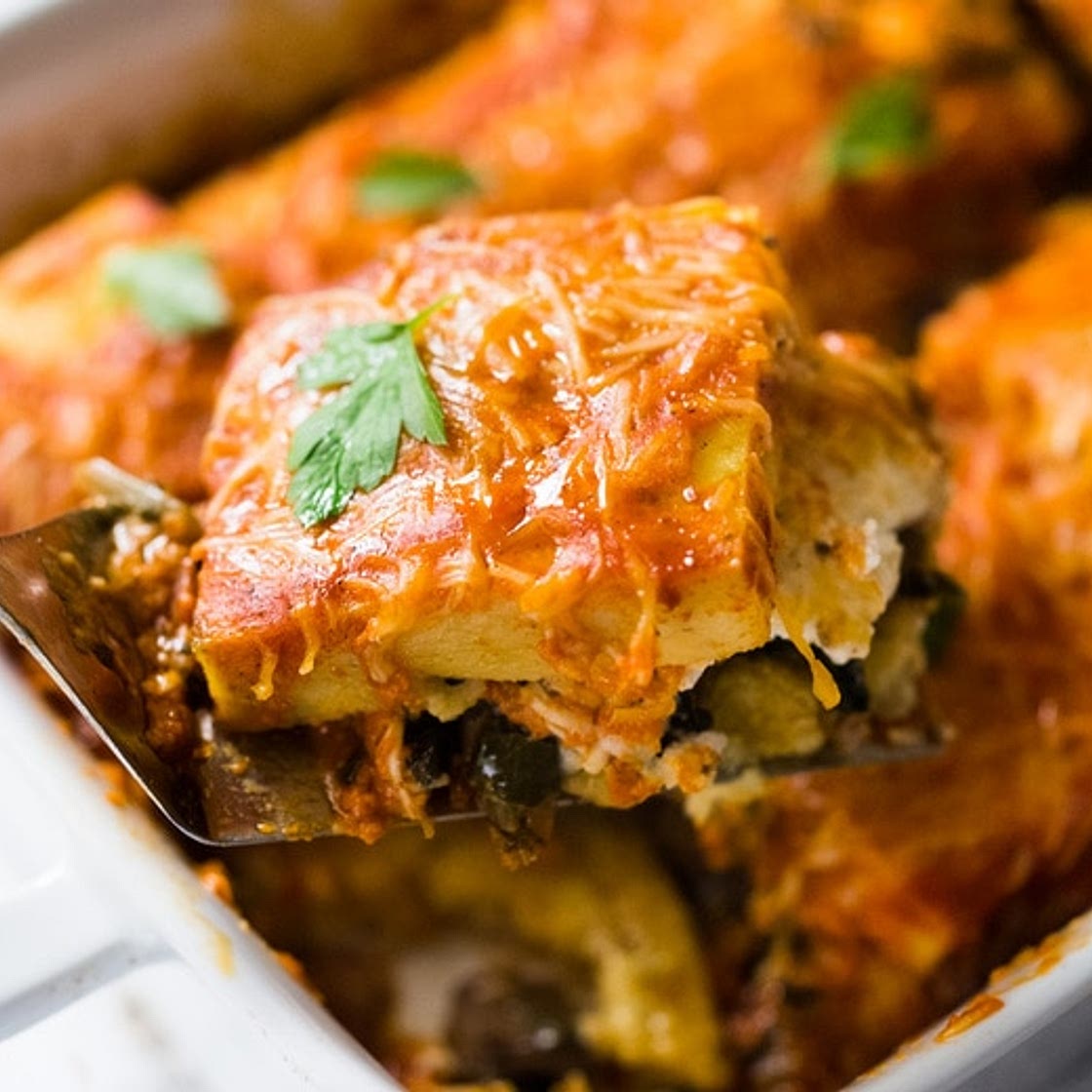 Polenta Lasagna with Smoky Red Pepper Sauce