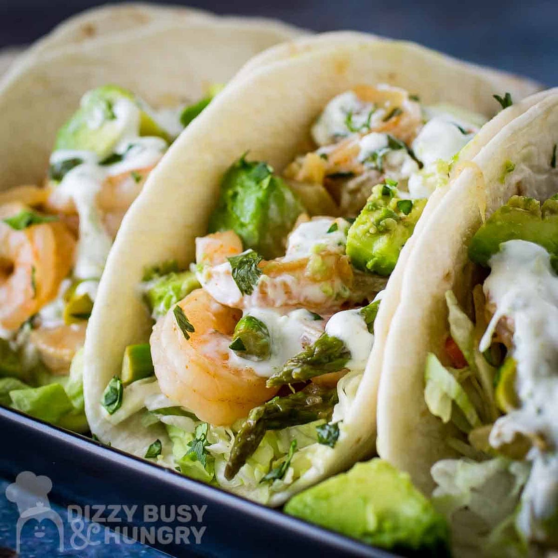 Chipotle Shrimp Tacos With Asparagus