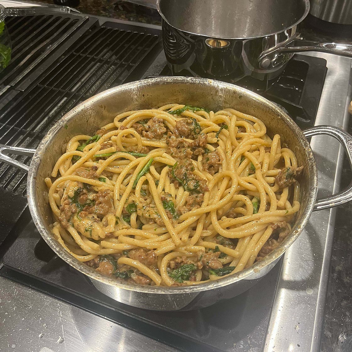 Creamy Lemon Arugula Pasta with Sausage