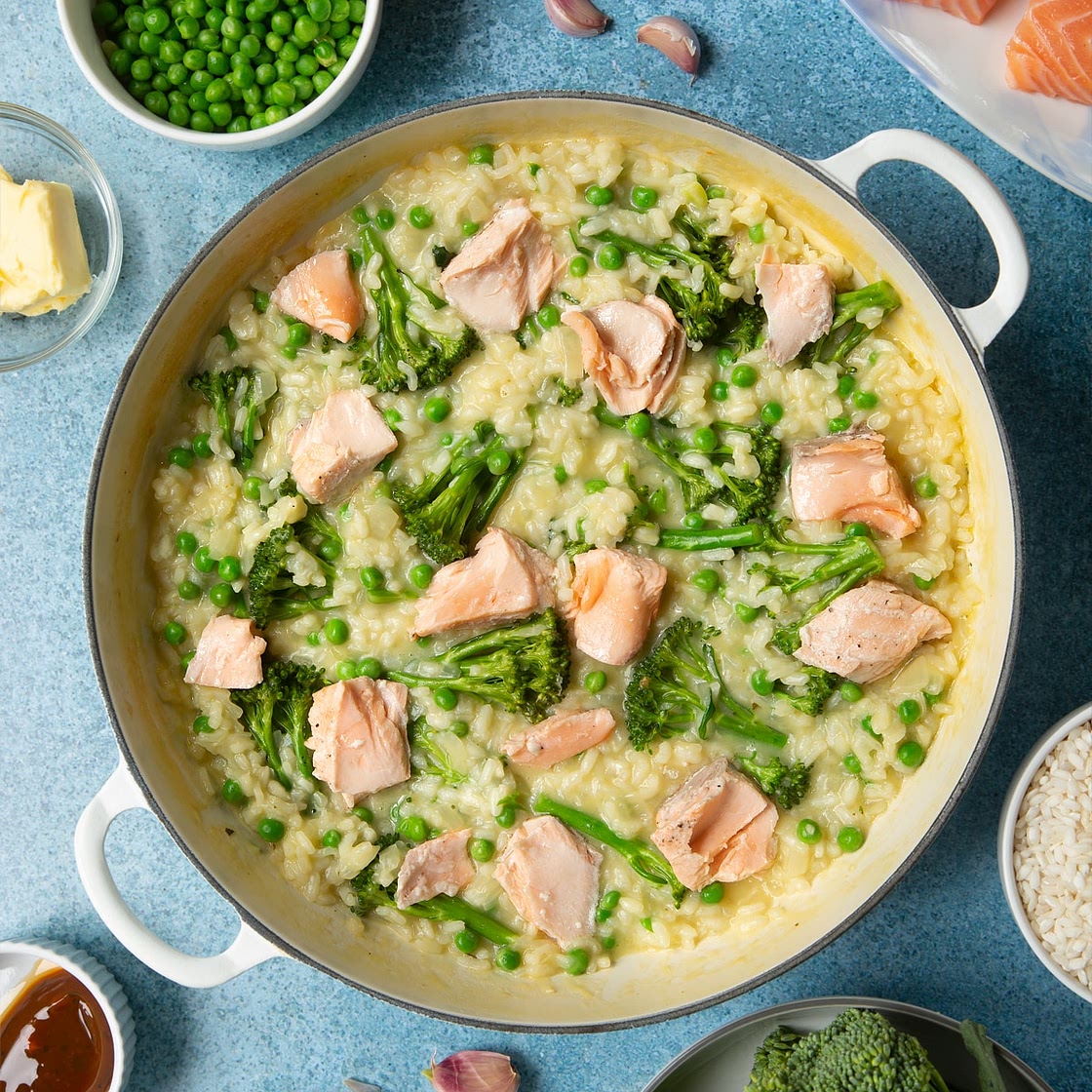 Fresh salmon risotto