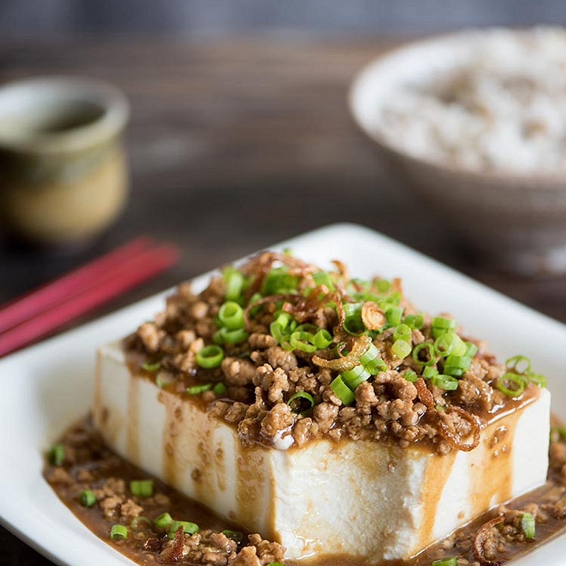 Chinese steamed tofu with mince