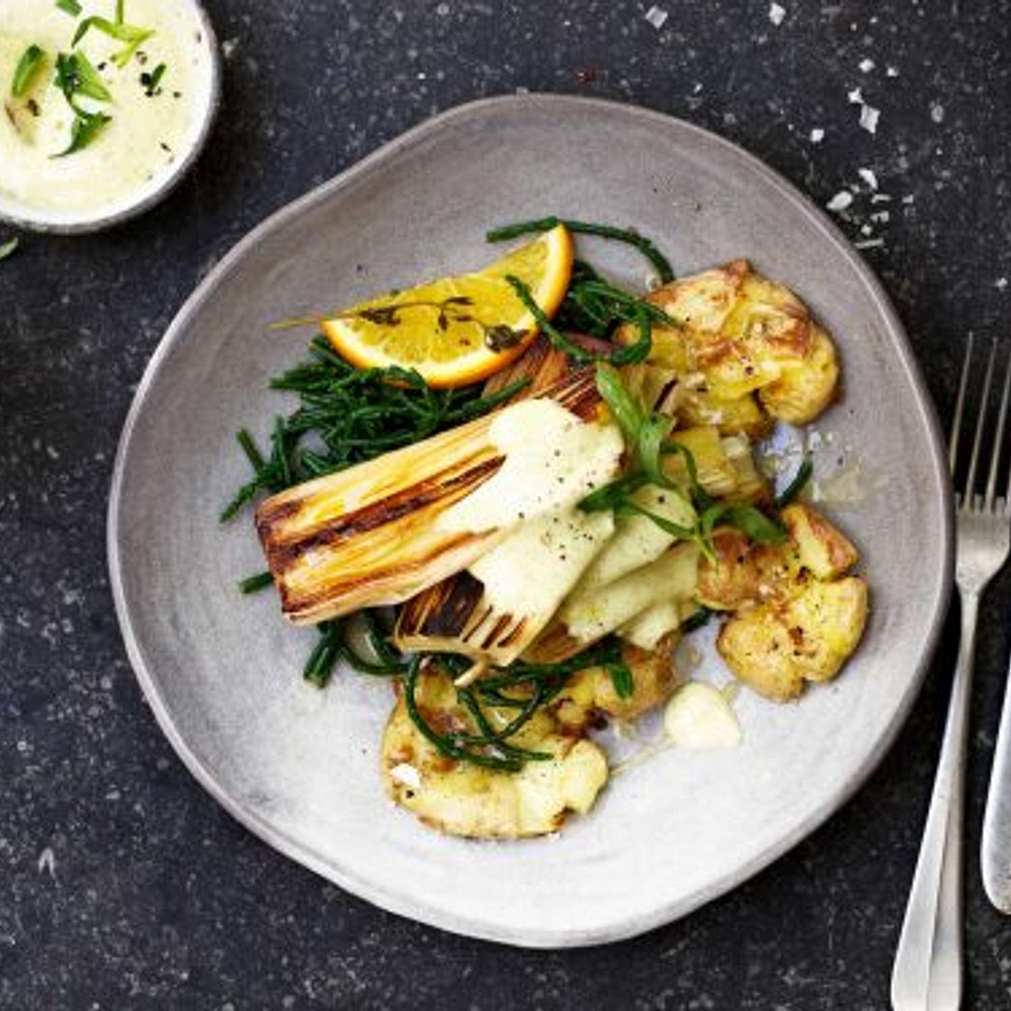 sous-vide prei met dragonmayonaise en krieltjes