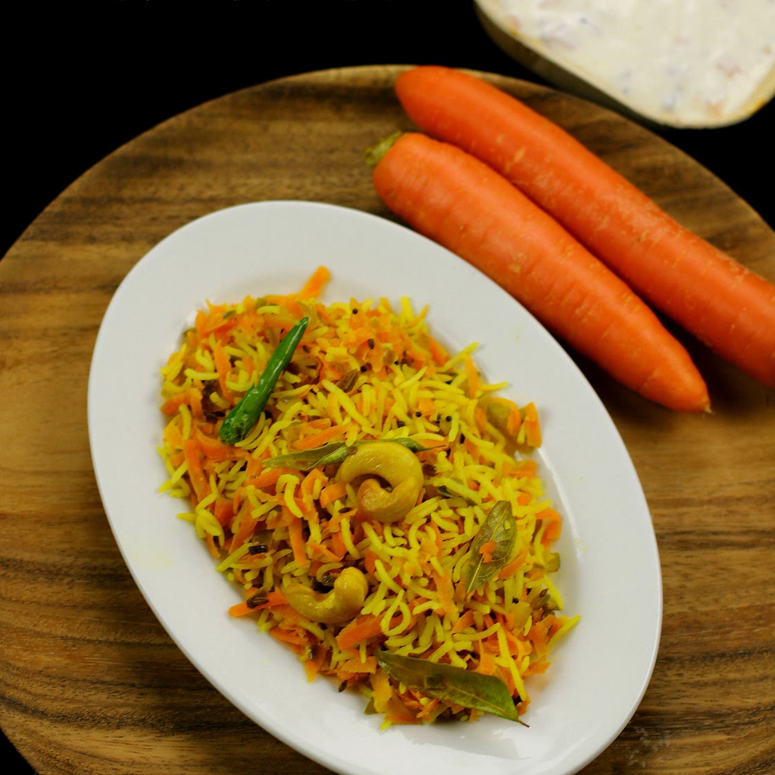 carrot rice recipe | carrot pulao recipe | carrot pulav recipe