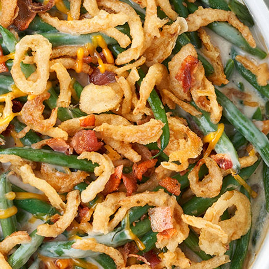 Bacon & Cheddar Green Bean Casserole
