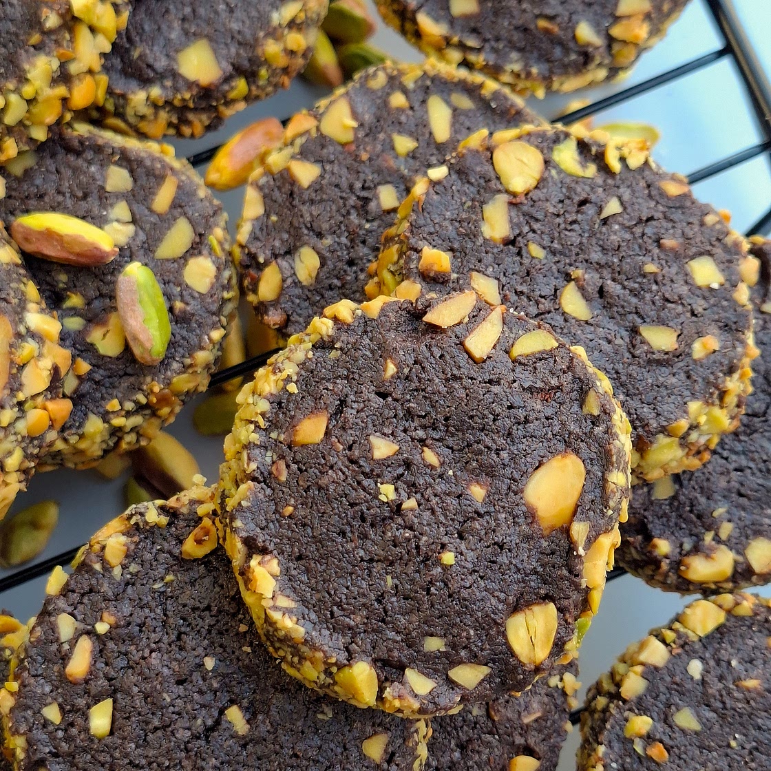 Chocolate Slice and Bake Cookies (Hazelnut & Pistachio)