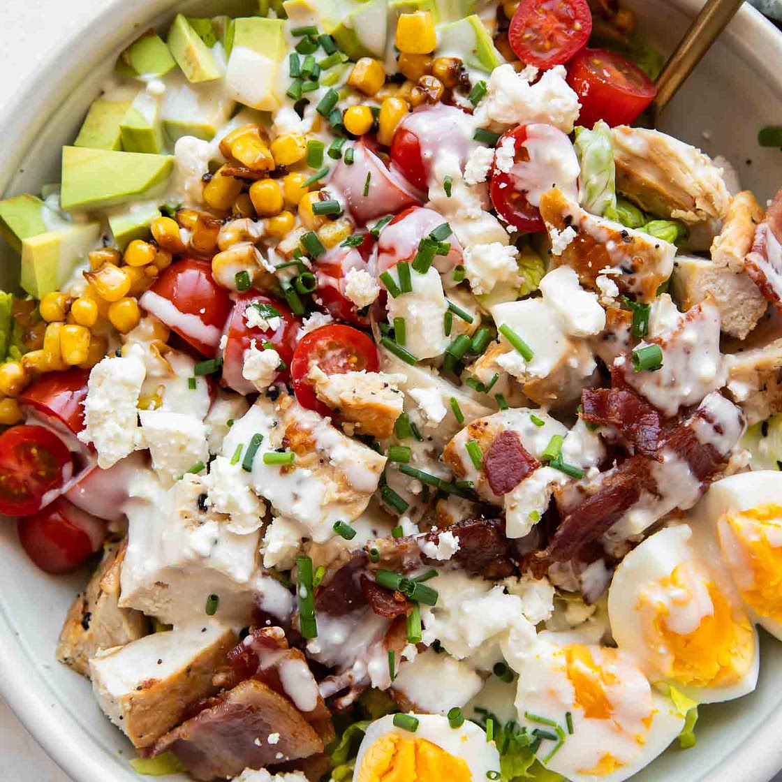 Healthy Chicken Cobb With Avocado Salad