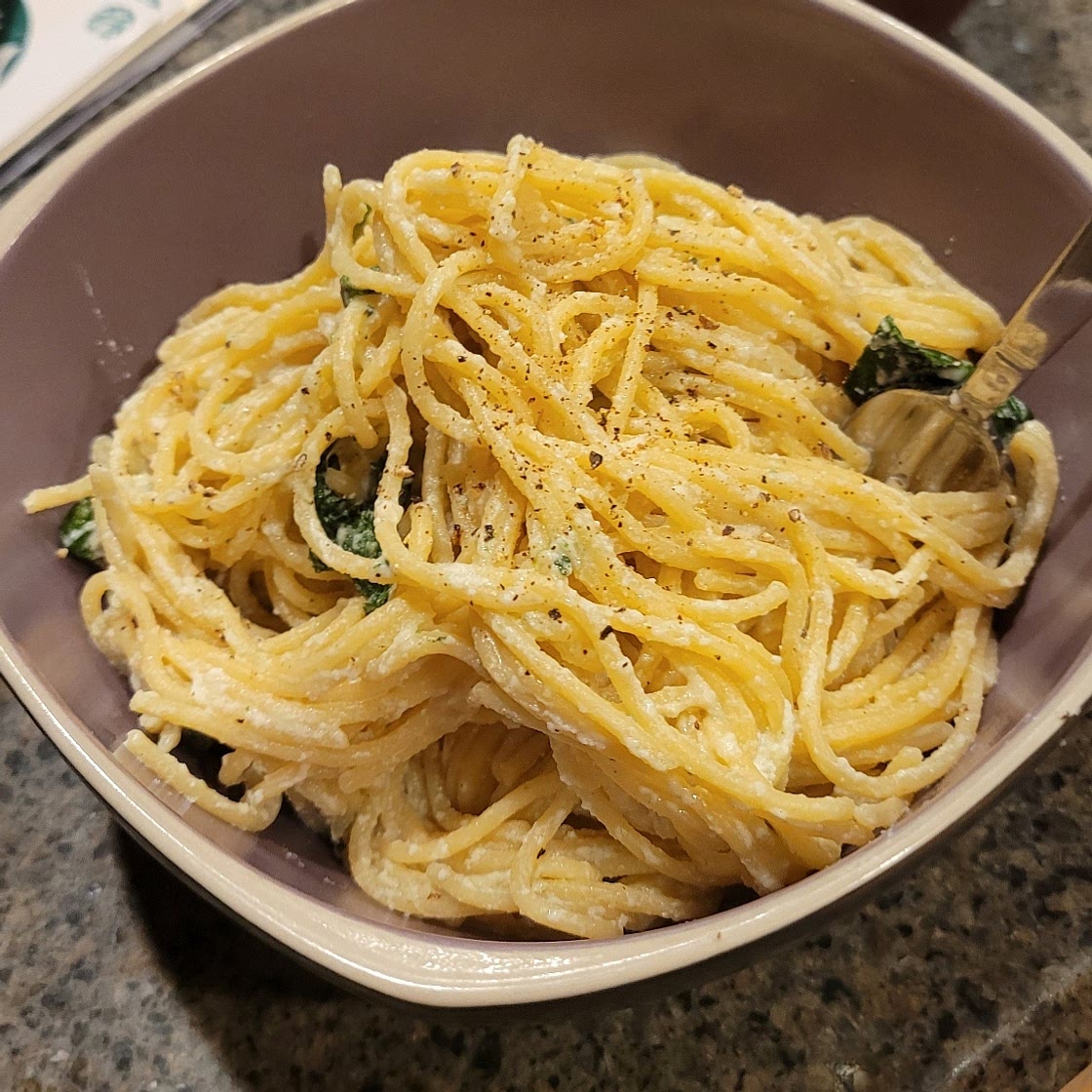Lemon ricotta pasta & spinach