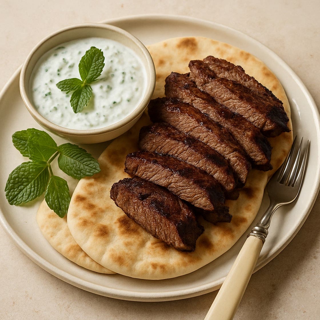 Lamsvlees met pita en muntdip