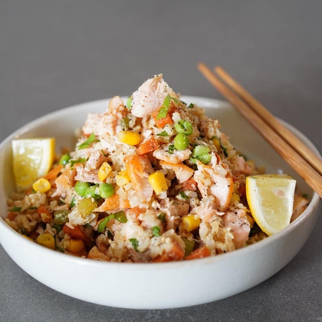 Recette facile du Riz cantonais au saumon