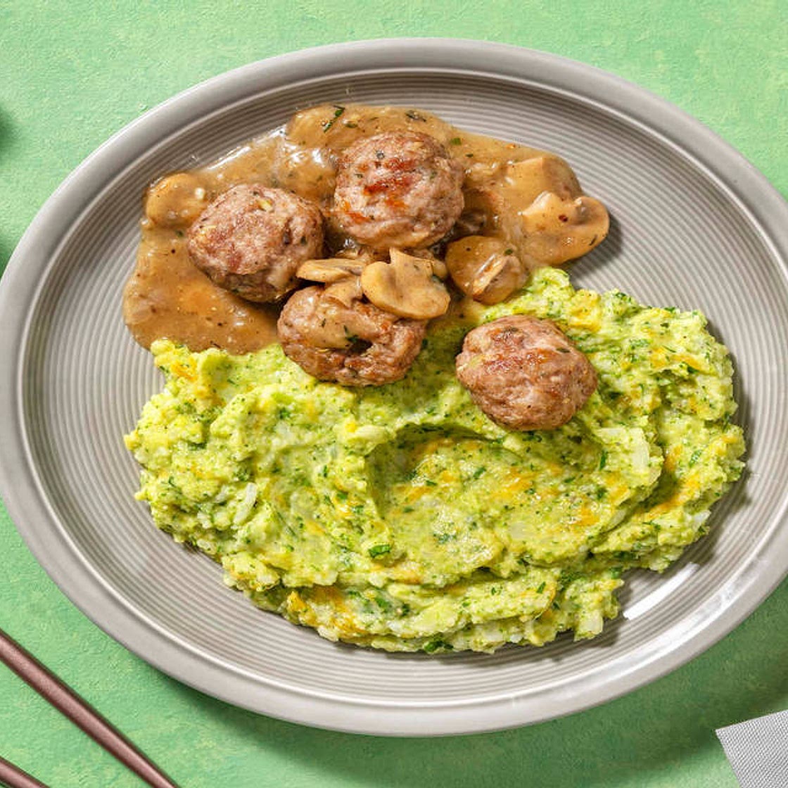 Savoury Pork Meatballs with Veggie Mash