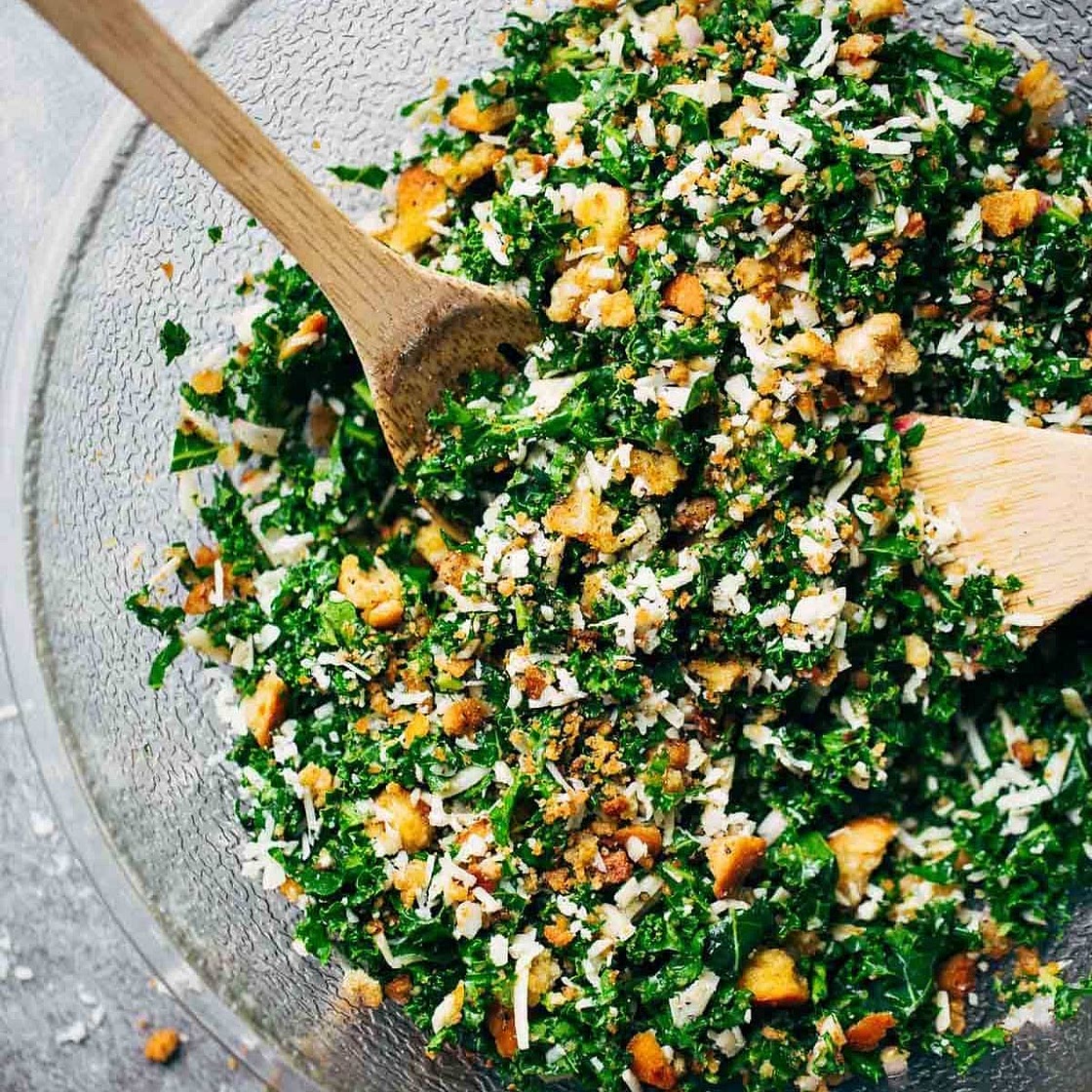 Toasted Bread and Parmesan Kale Salad