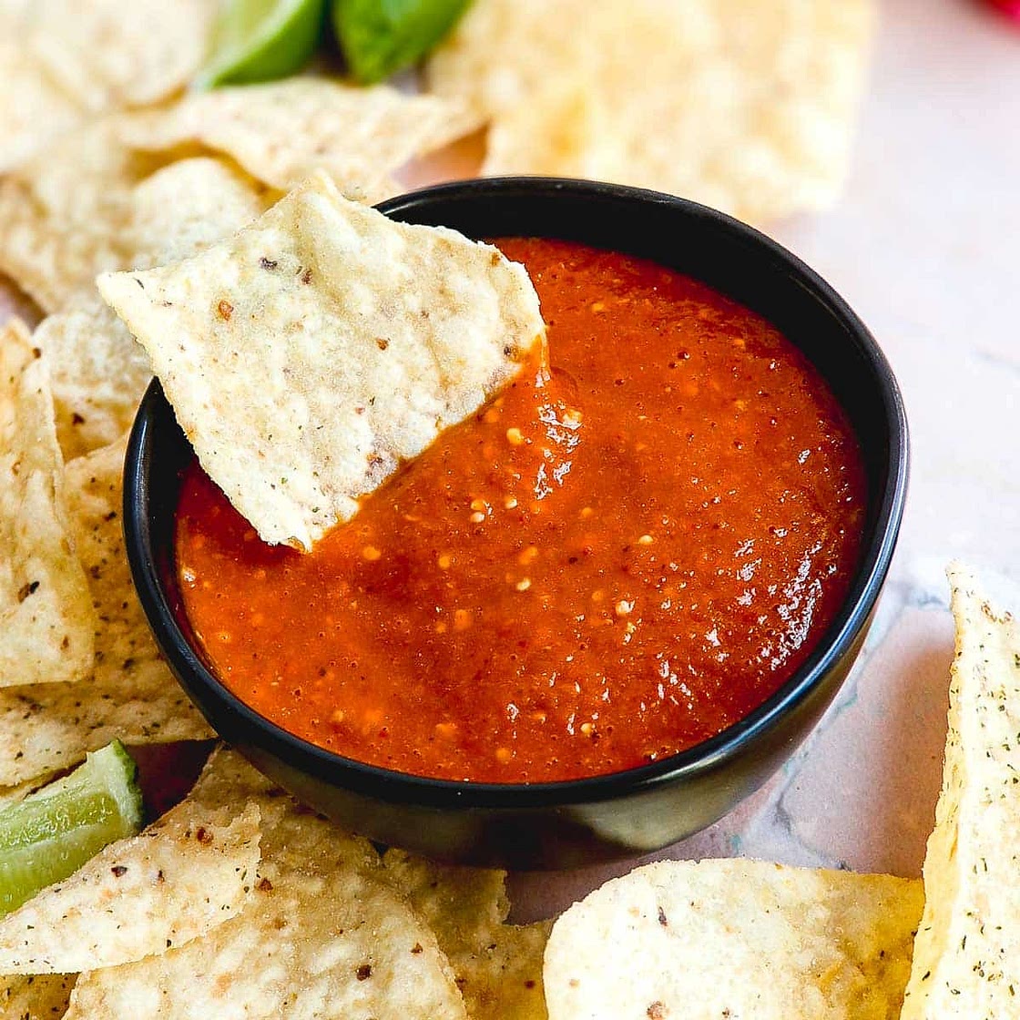 Tomatillo Red Chile Salsa (Salsa Roja de Tomatillo)