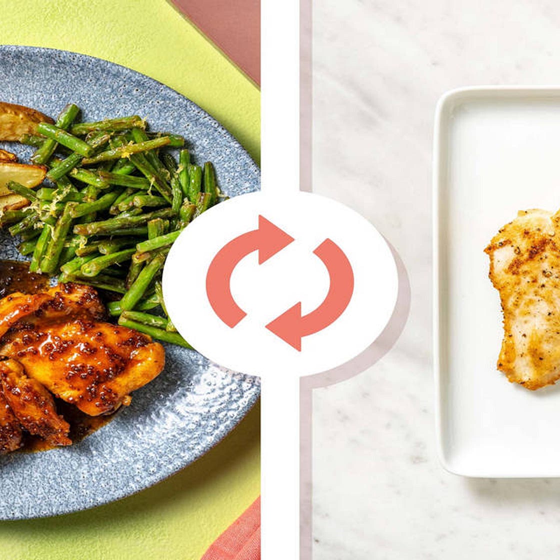 Maple-Mustard Glazed Chicken Breasts with BBQ-Spiced Wedges and Green Beans
