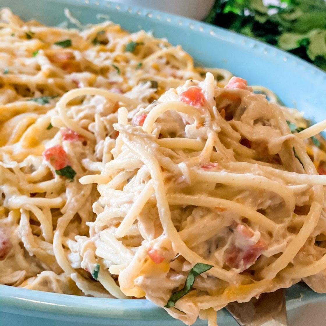 Lightened Up Creamy Chicken Spaghetti Casserole
