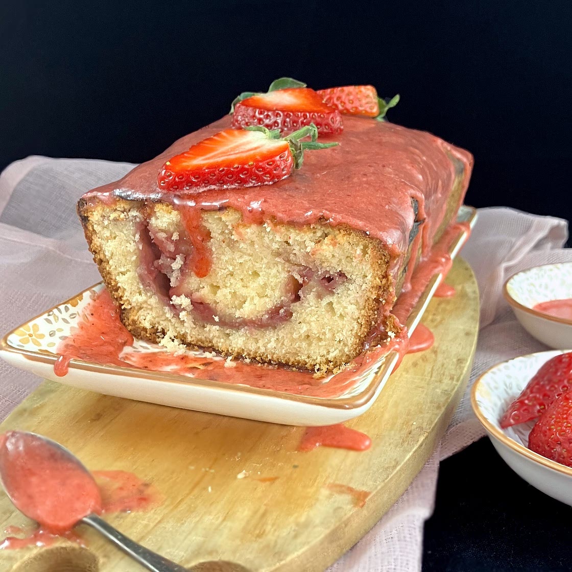 Strawberry Swirl Spelt Pound Cake (with a Strawberry Glaze)