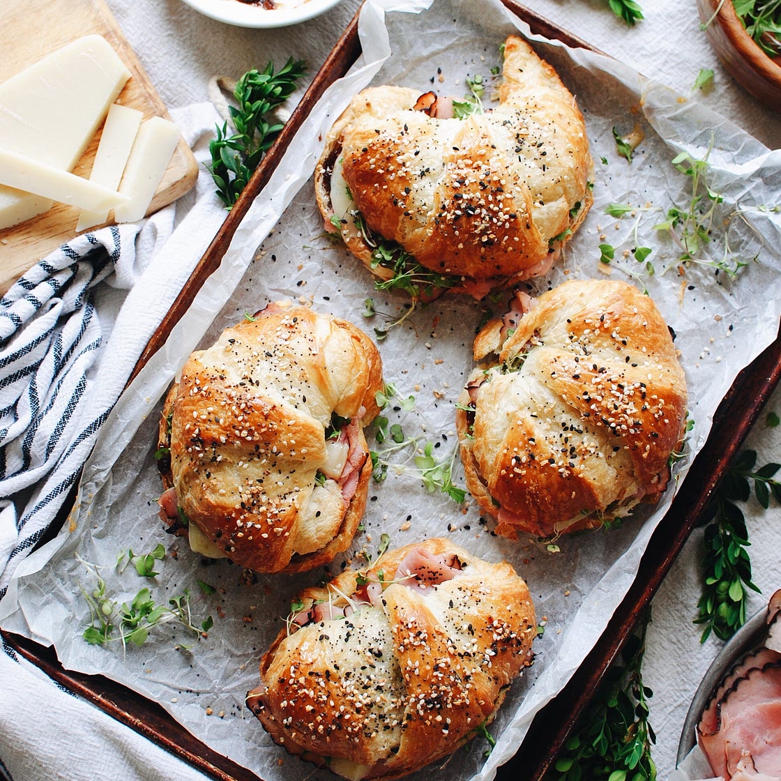 Toasted Ham and Cheese Croissant Sandwiches