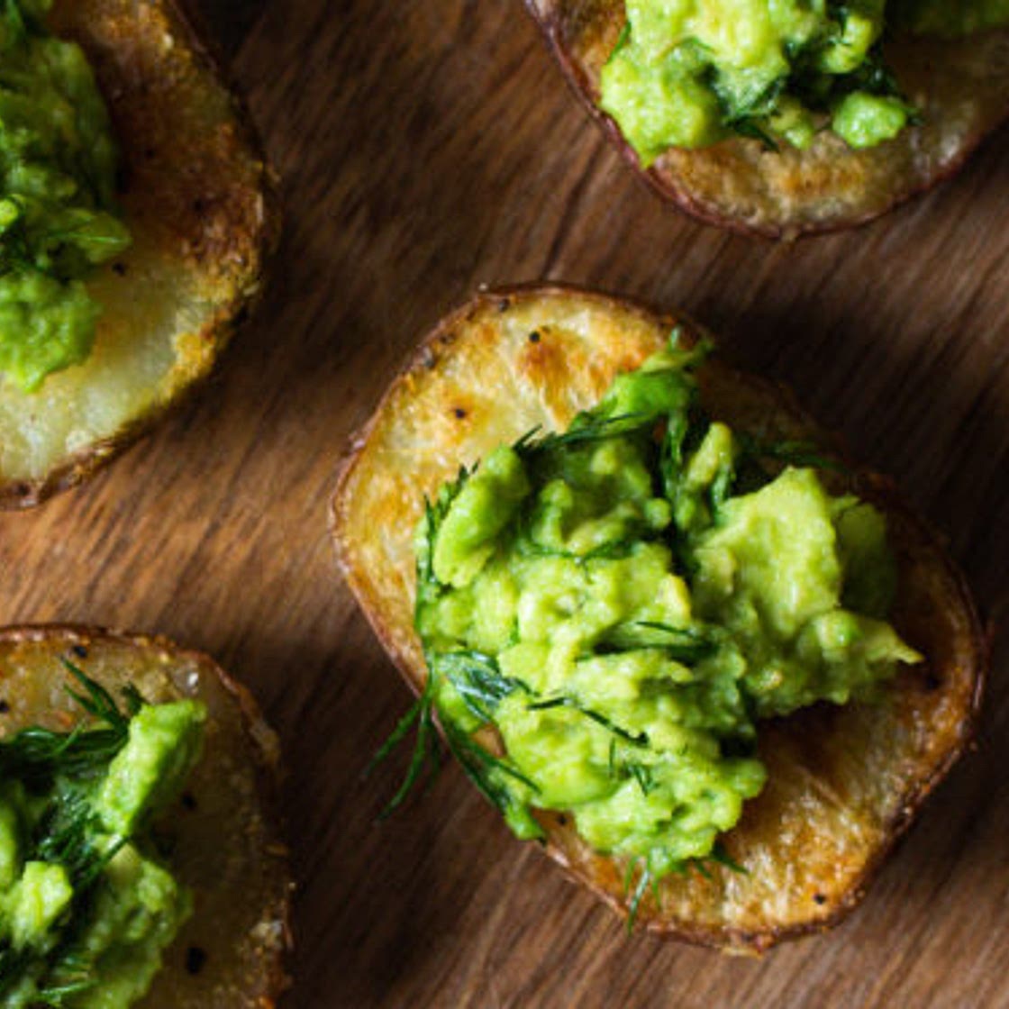 Crispy Potatoes with Avocado & Dill