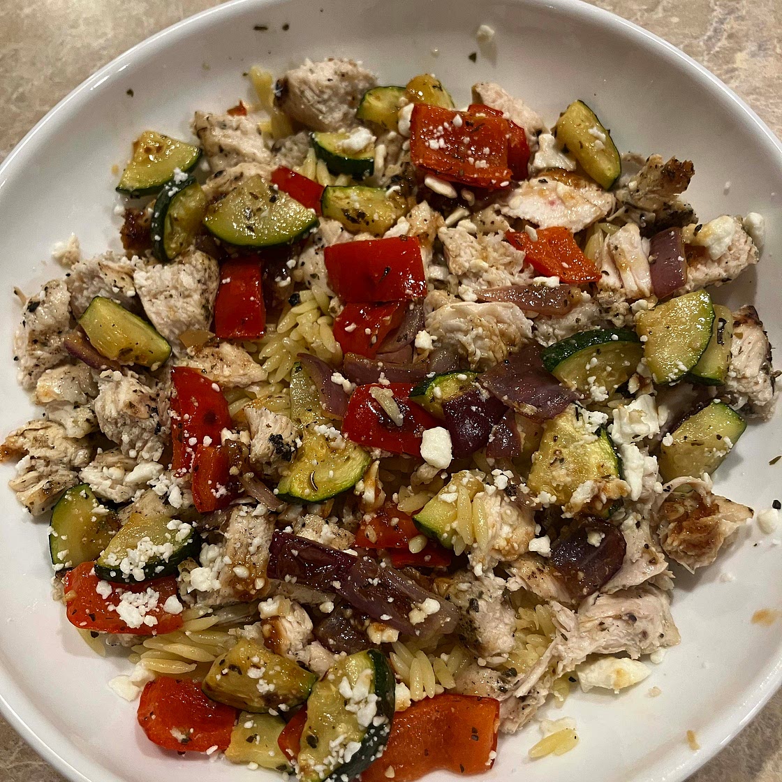 Hot Honey Feta Chicken Orzo Bowls