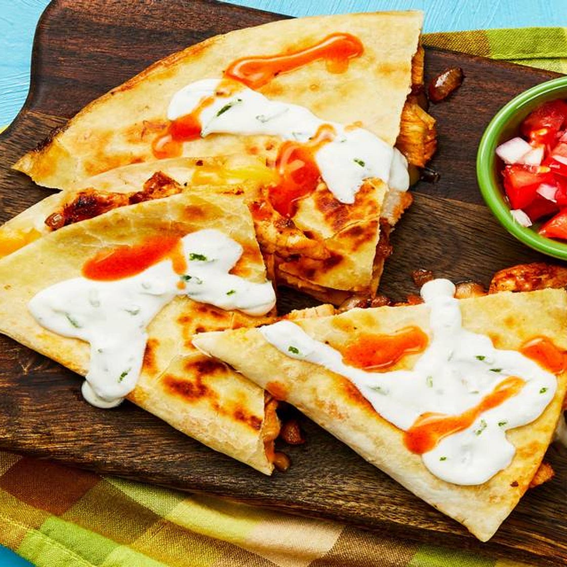 Baja Chicken Quesadillas with Salsa Fresca and Lime Crema