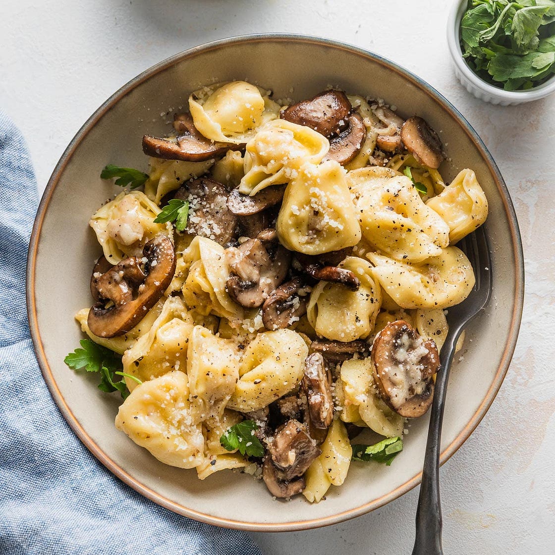 Tortellini with Mushrooms, Butter, and Parmesan