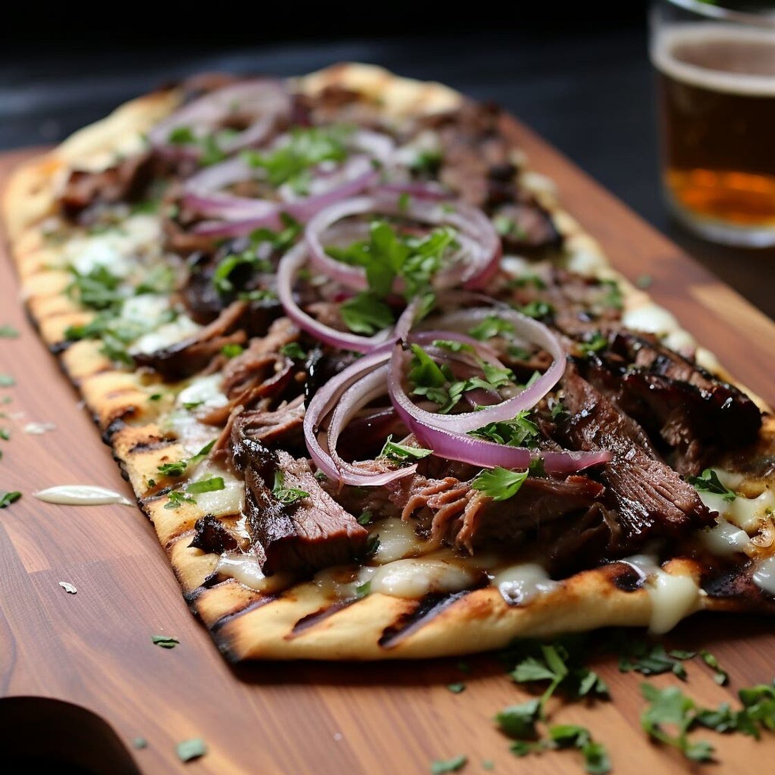 Grilled Beef and Onion Flatbread