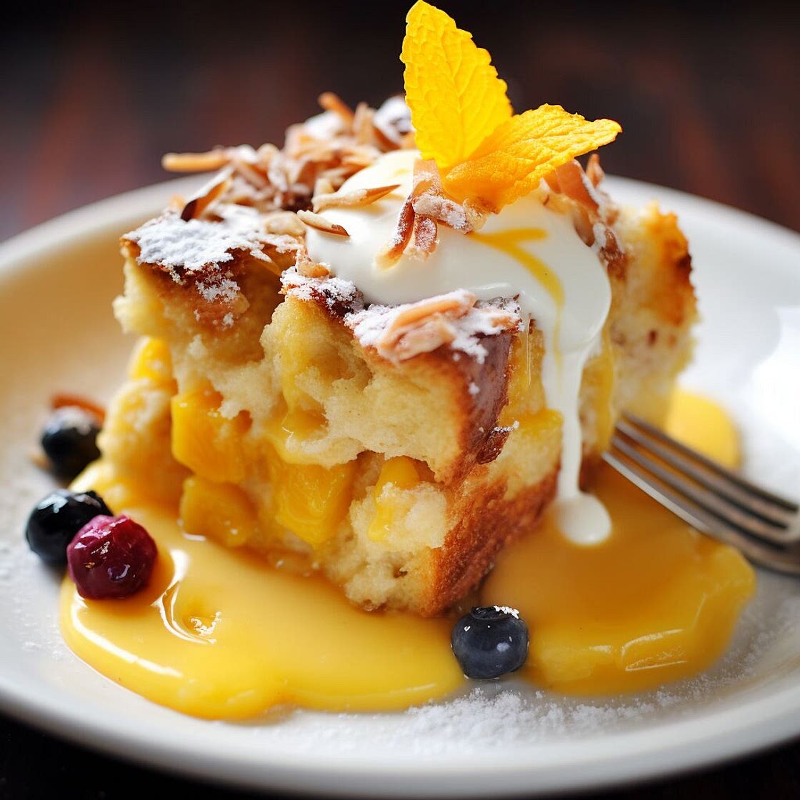 Mango and Coconut Bread Pudding