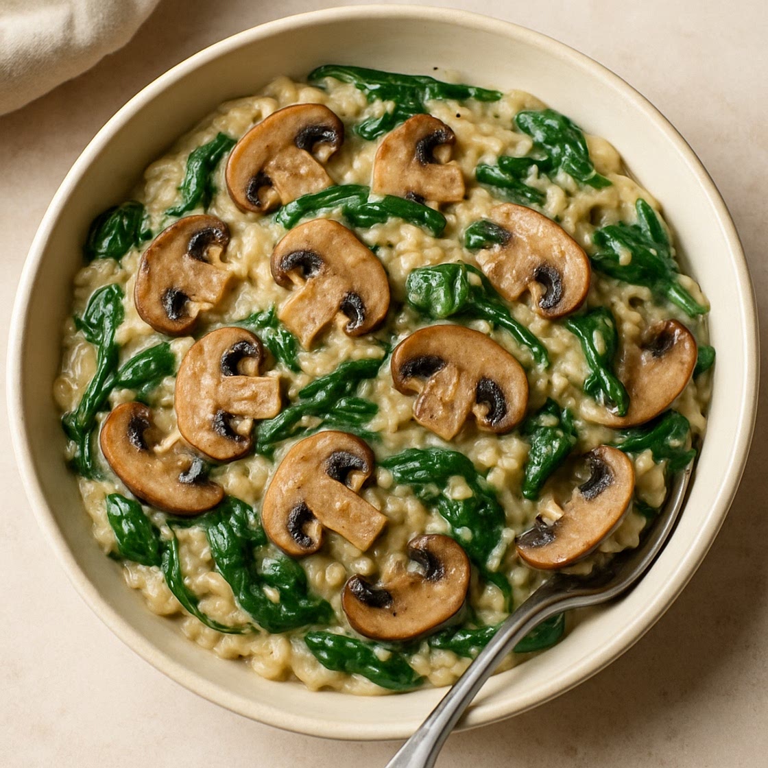 CREAMY SPINACH MUSHROOM RISOTTO