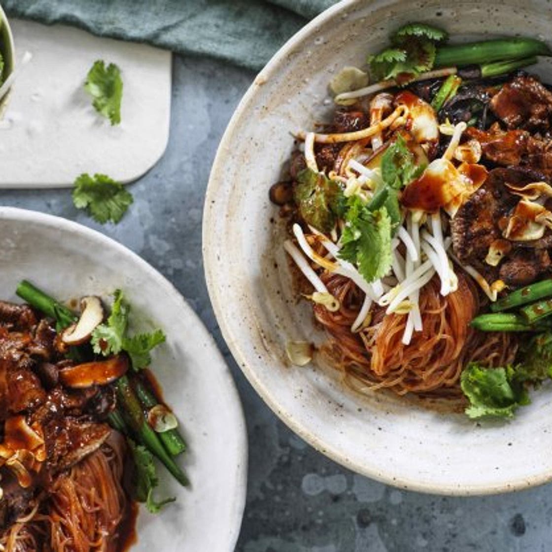 Karen Martini's Korean-style seared beef with vermicelli, beans and fungi