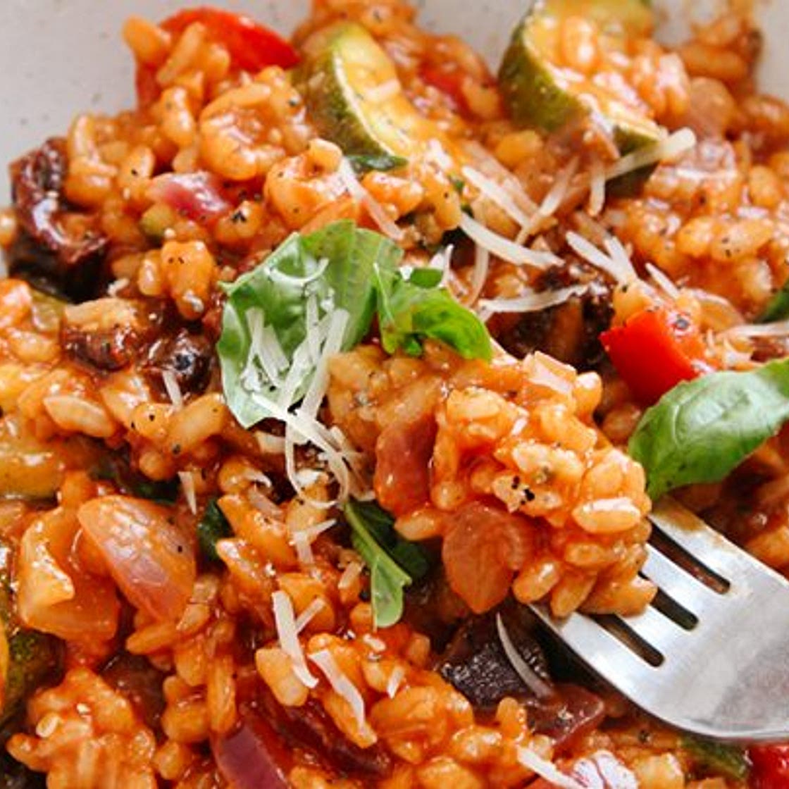 Creamy Tomato & Roasted Veg Risotto (Vegan)
