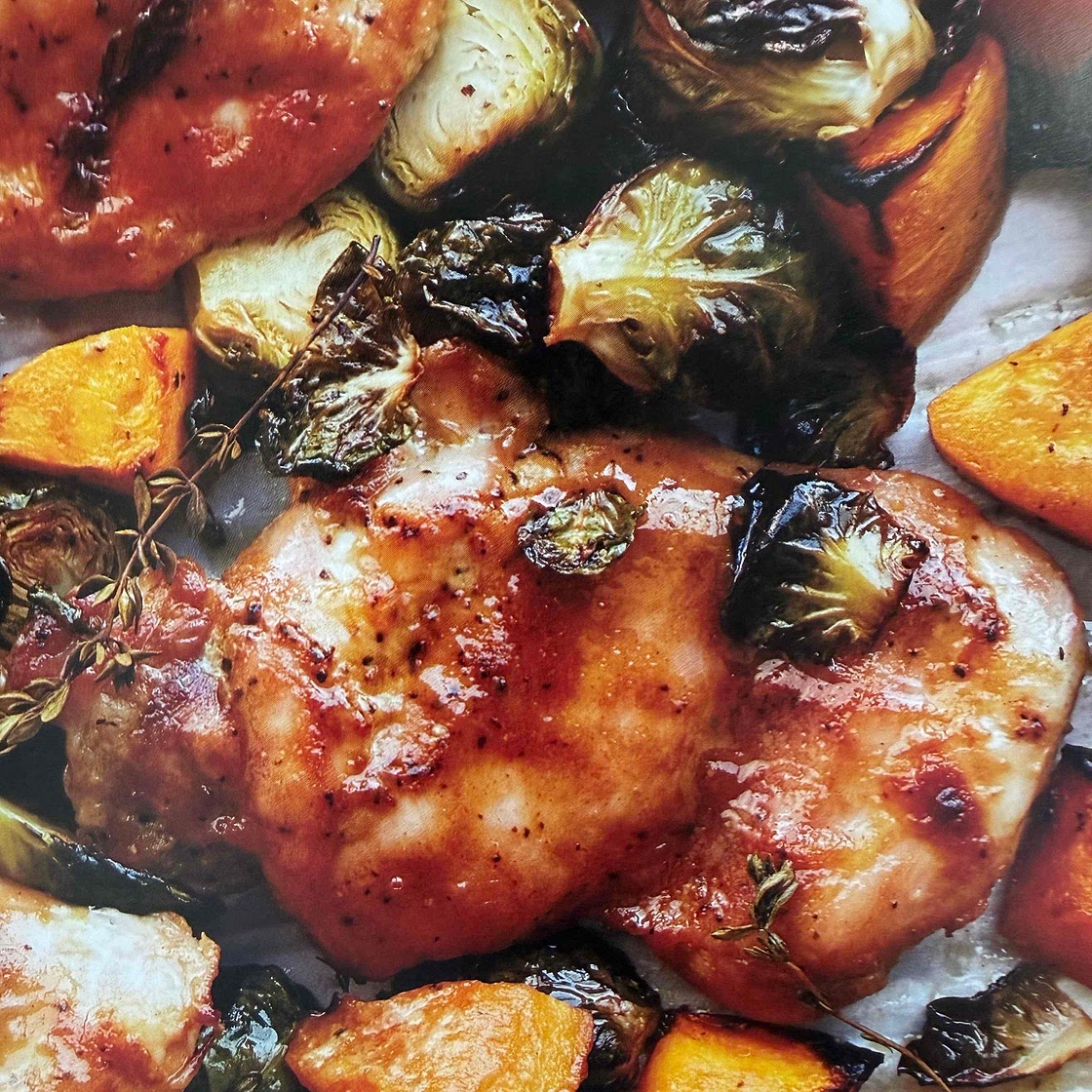 Dijon Maple Chicken with Brussels and Butternut