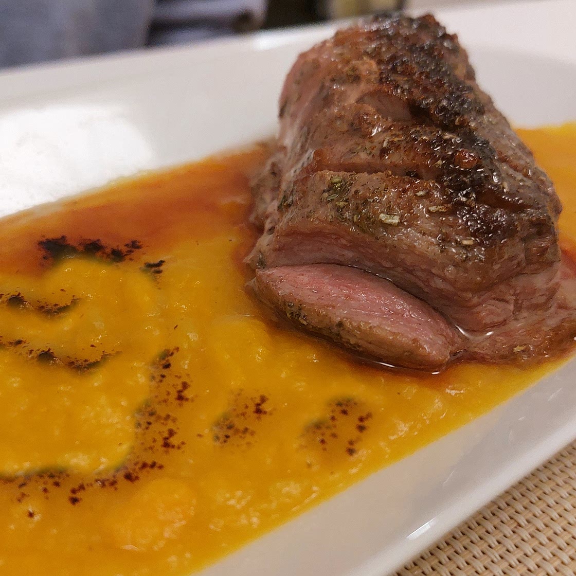 Roasted Duck Breast with Pumpkin Cream and Liquorice