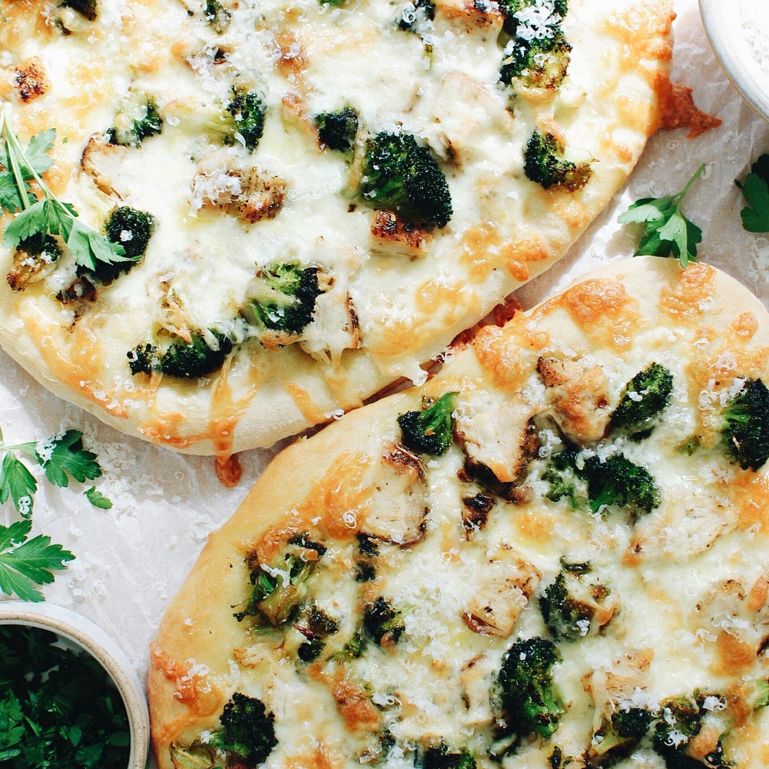 Chicken and Broccoli Pizzas