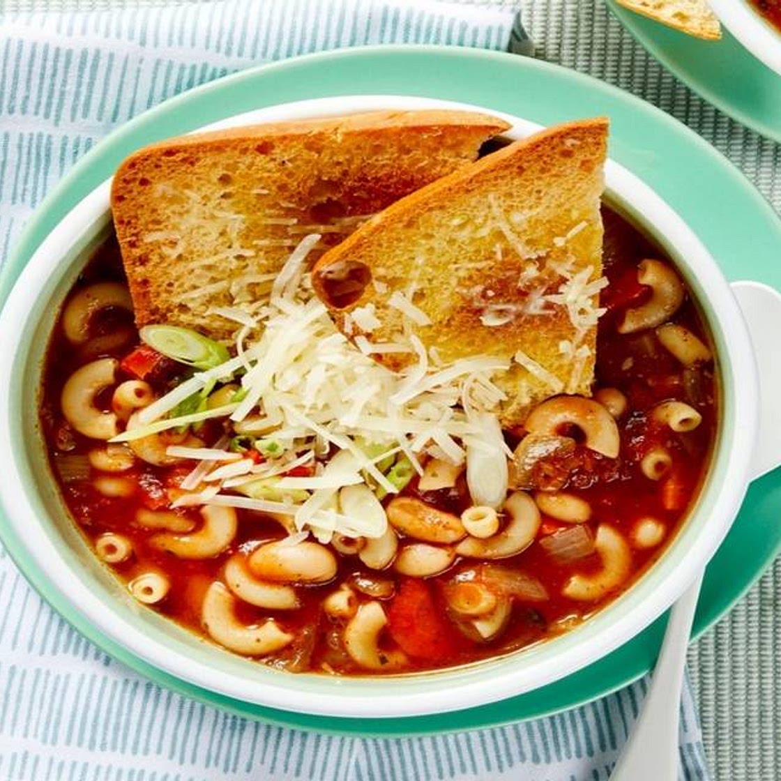 Vegetable Minestrone Soup with Parmesan Garlic Bread